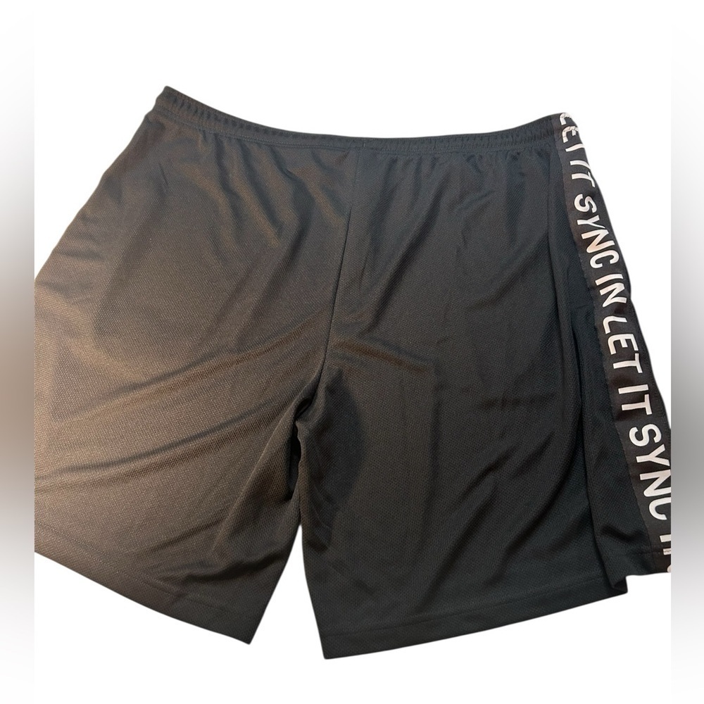 Zumba Fitness Black Men's Athletic Shorts with White Side Text